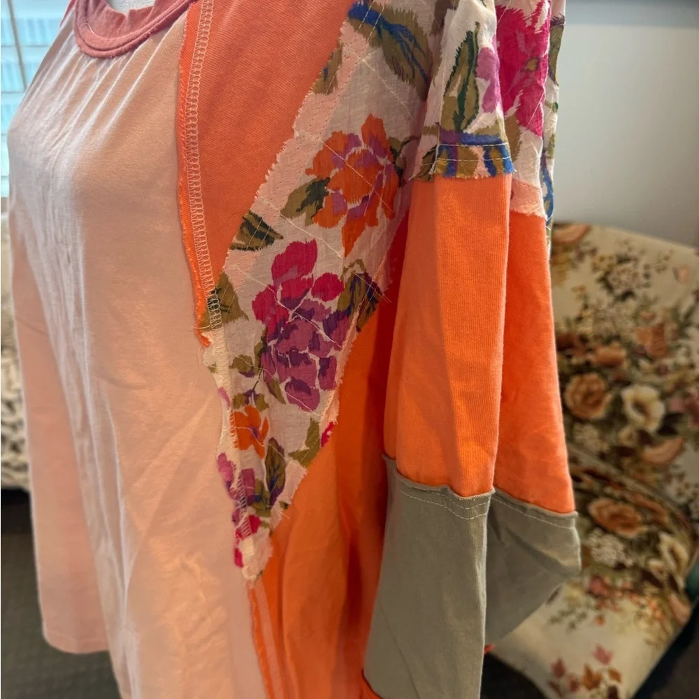 Womens Easel Boho Patchwork Floral Sleeve Top size 2X - Picture 2 of 5